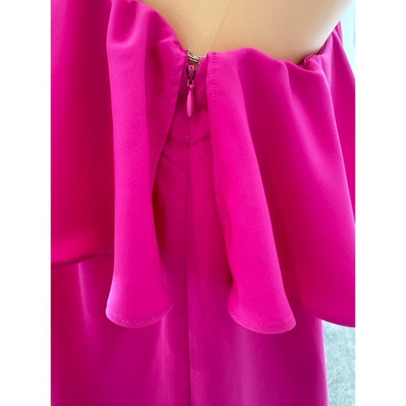 Carolina Belle Montreal Hot Pink One Shoulder Ruffle Cocktail Dress MD7427-535 4 - Picture 4 of 12